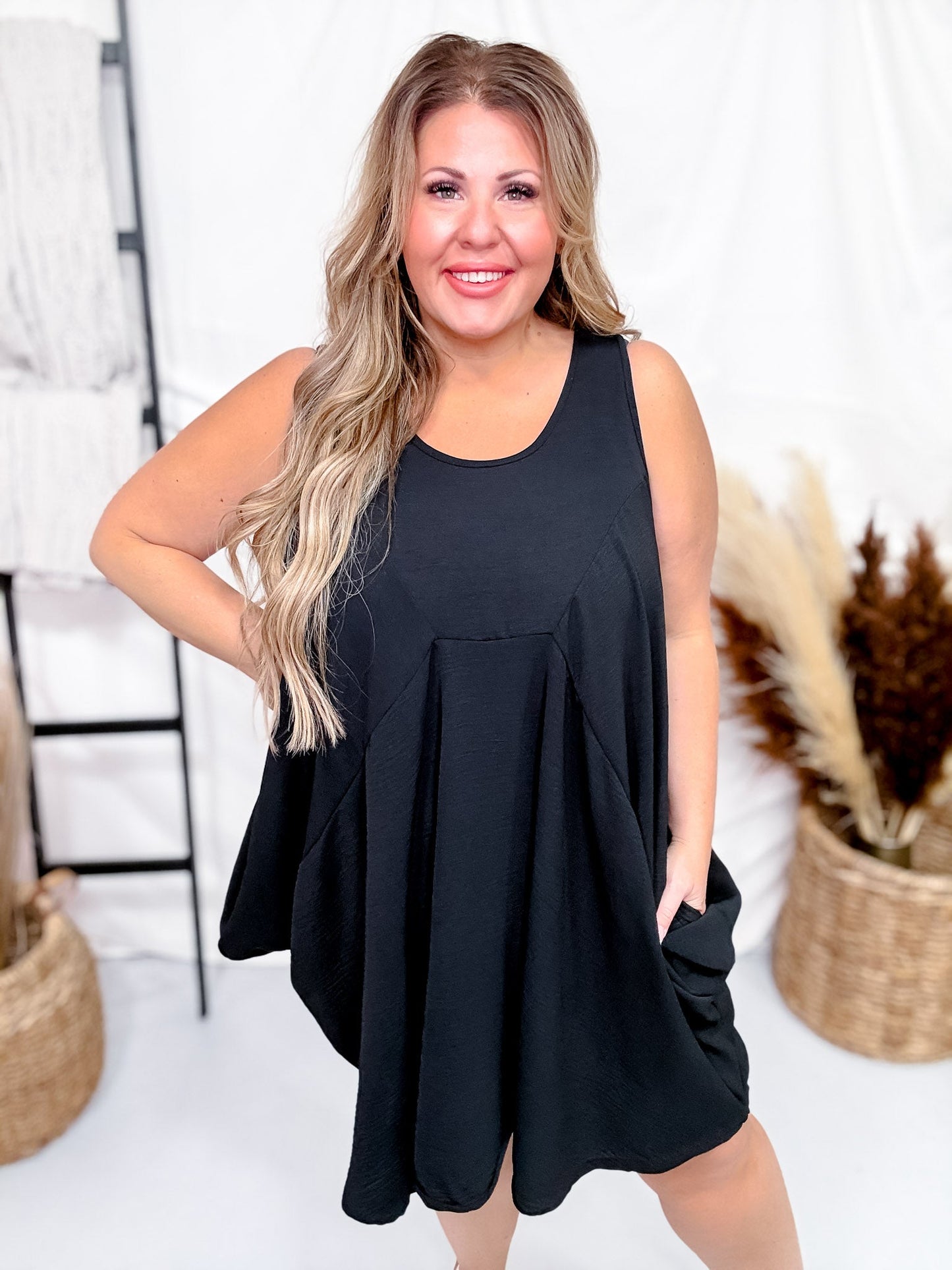 Asymmetrical Flowy Black Tank Top Dress - Whiskey Skies - SEW IN LOVE