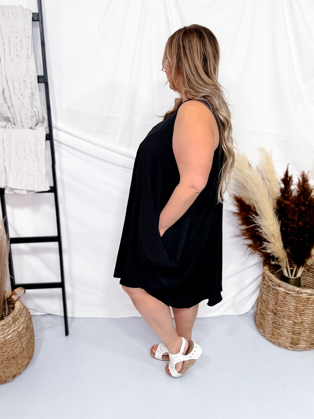 Asymmetrical Flowy Black Tank Top Dress - Whiskey Skies - SEW IN LOVE