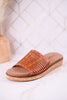 "At Ease" Cognac Slip On Sandals With Stud Accents - Whiskey Skies - CORKYS FOOTWEAR