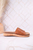 "At Ease" Cognac Slip On Sandals With Stud Accents - Whiskey Skies - CORKYS FOOTWEAR