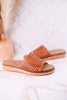 "At Ease" Cognac Slip On Sandals With Stud Accents - Whiskey Skies - CORKYS FOOTWEAR
