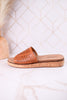 "At Ease" Cognac Slip On Sandals With Stud Accents - Whiskey Skies - CORKYS FOOTWEAR