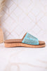 "At Ease" Turquoise Slip On Sandals With Stud Accents - Whiskey Skies - CORKYS FOOTWEAR