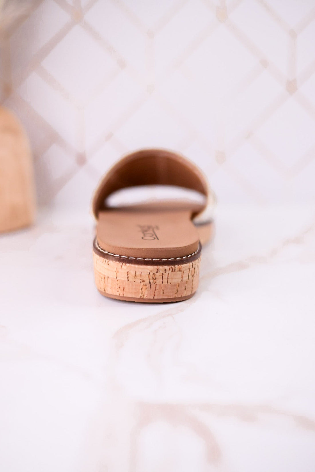 "At Ease" White Slip On Sandals With Stud Accents - Whiskey Skies - CORKYS FOOTWEAR