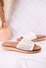 "At Ease" White Slip On Sandals With Stud Accents - Whiskey Skies - CORKYS FOOTWEAR