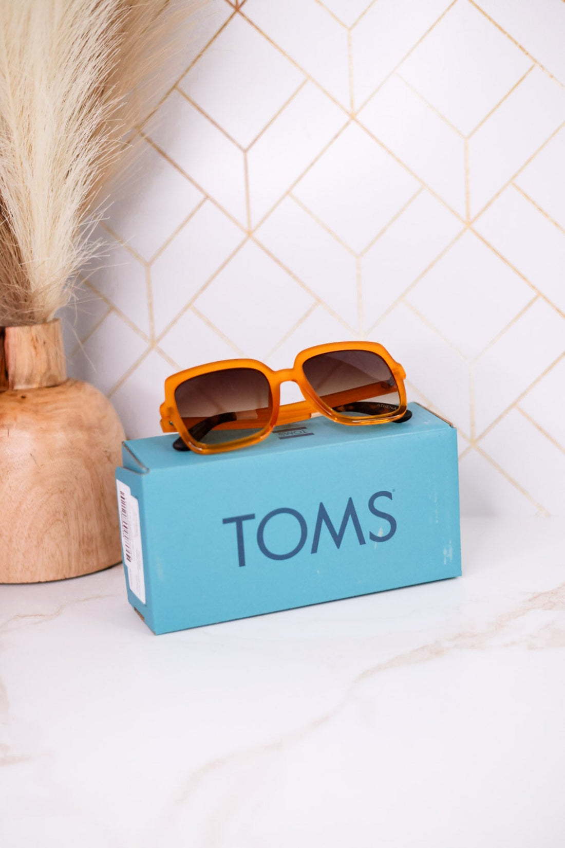 Athena Square Frame Sunglasses In Honeycomb - Whiskey Skies - TOMS