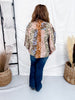 Autumn Floral Print Button Front Top With Split Neckline - Whiskey Skies - ODDI