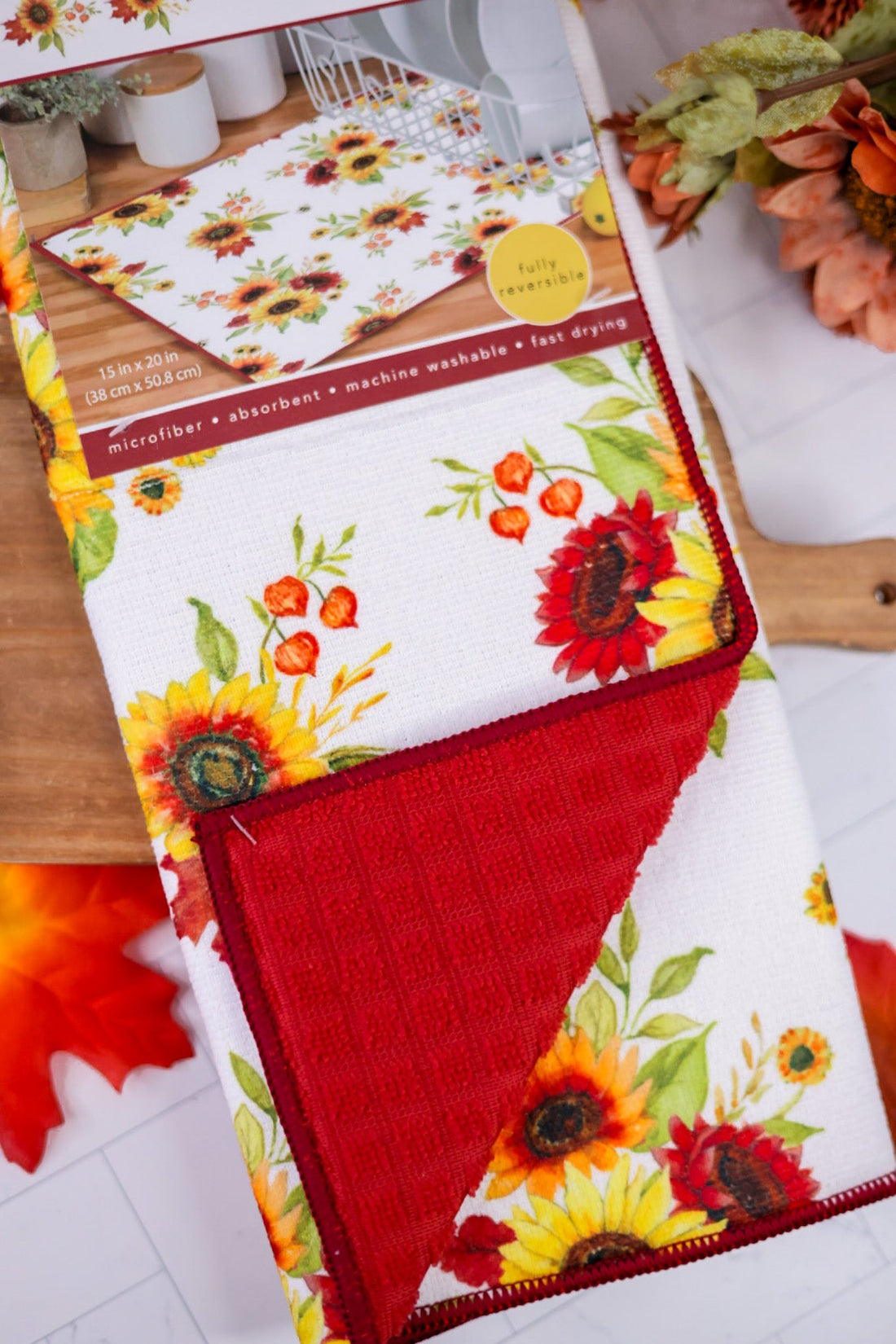 Autumn Harvest Sunflower Countertop Drying Mat - Whiskey Skies - KAY DEE DESIGNS