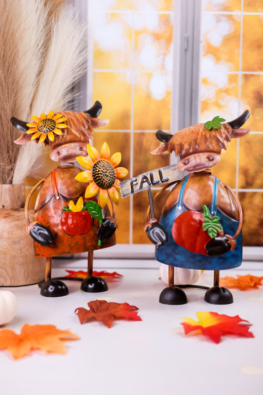 Autumn Highland Cow Metal Bobblehead (2 Styles) - Whiskey Skies - SPECIAL T IMPORTS INC