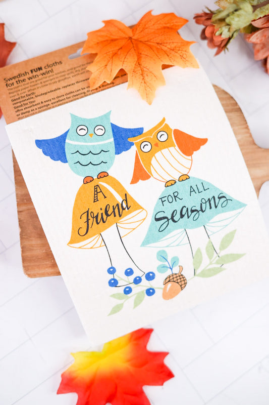 Autumn Owls Swedish Dish Cloths (2pk) - Whiskey Skies - KAY DEE DESIGNS