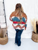 Aztec Pattern Color Block Button Down Shacket - Whiskey Skies - SWEET GENERIS