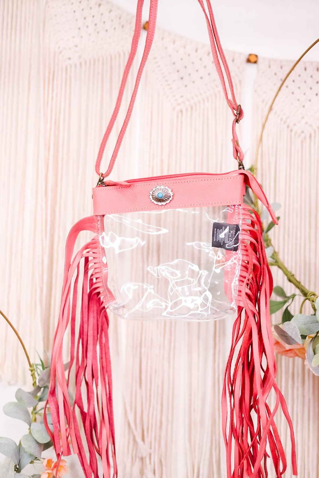 Azura Clear Leather Pink Bag - Whiskey Skies - KHEMCHAND HANDICRAFT