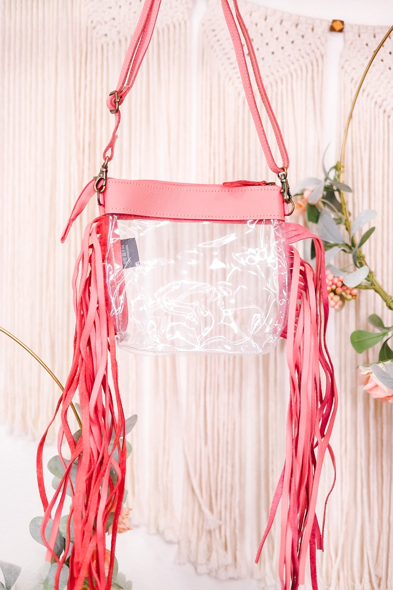 Azura Clear Leather Pink Bag - Whiskey Skies - KHEMCHAND HANDICRAFT