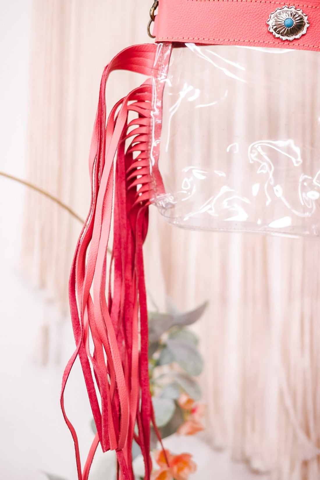 Azura Clear Leather Pink Bag - Whiskey Skies - KHEMCHAND HANDICRAFT