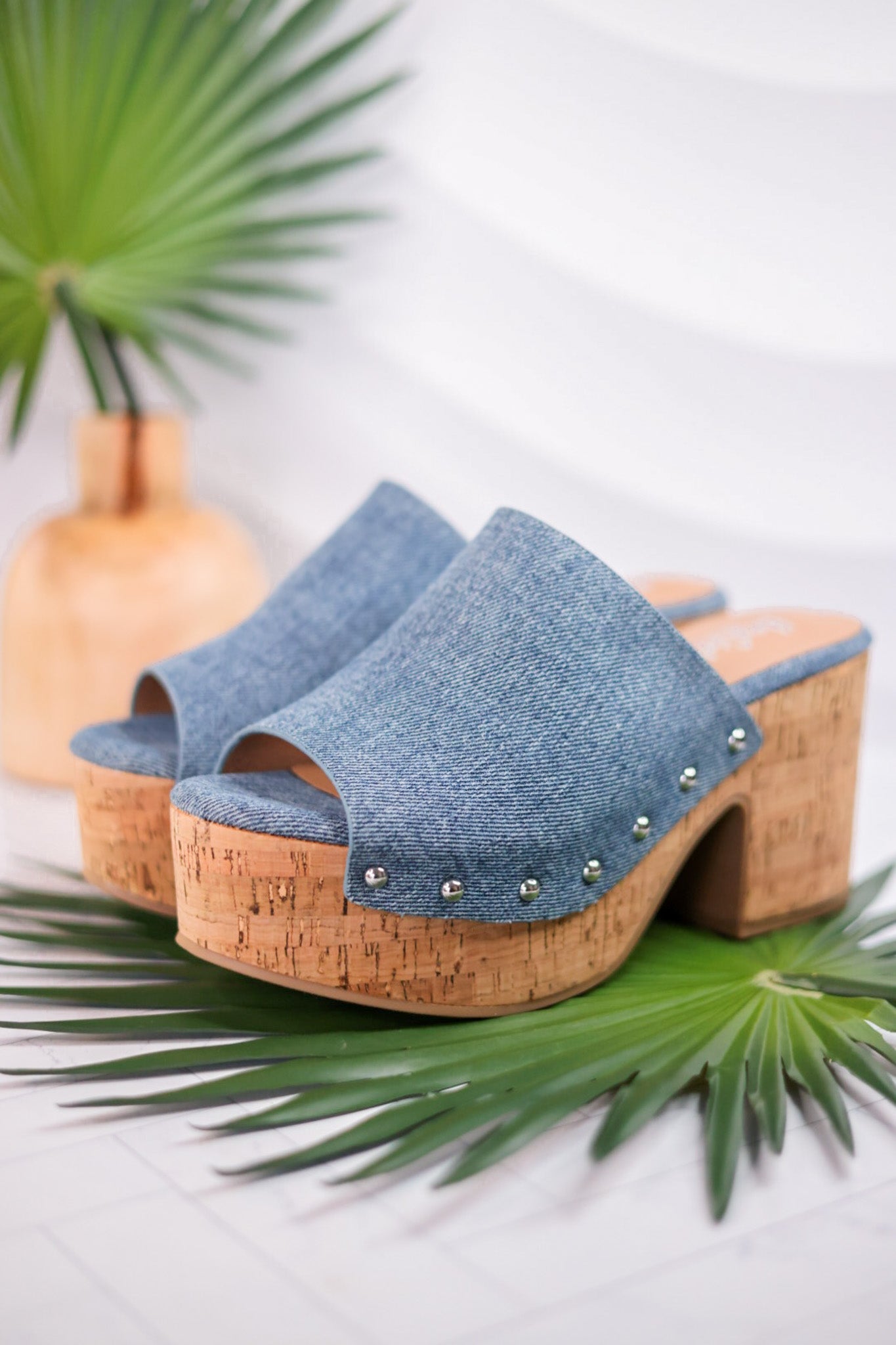 Bada Bing Blue Denim Clogs - Whiskey Skies - CORKYS FOOTWEAR