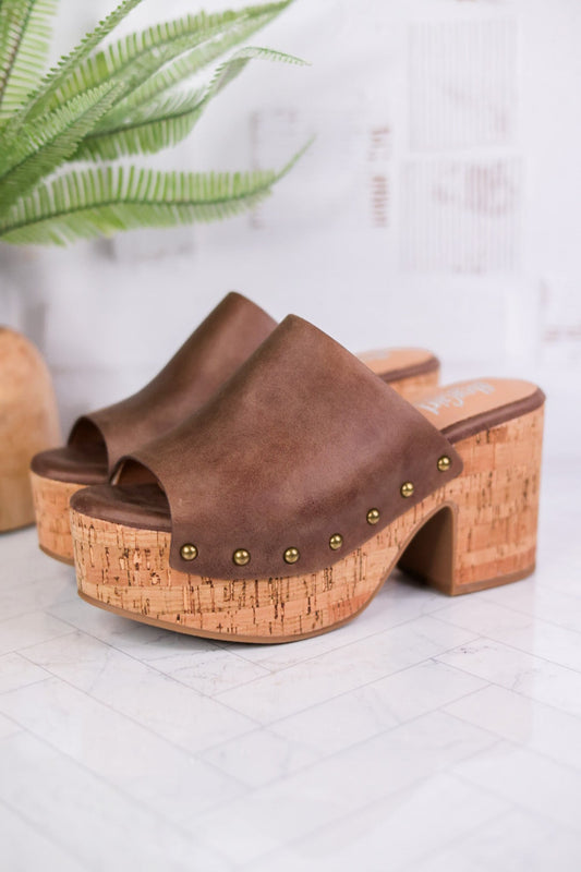 Bada Bing Brown Distressed Clogs - Whiskey Skies - CORKYS FOOTWEAR