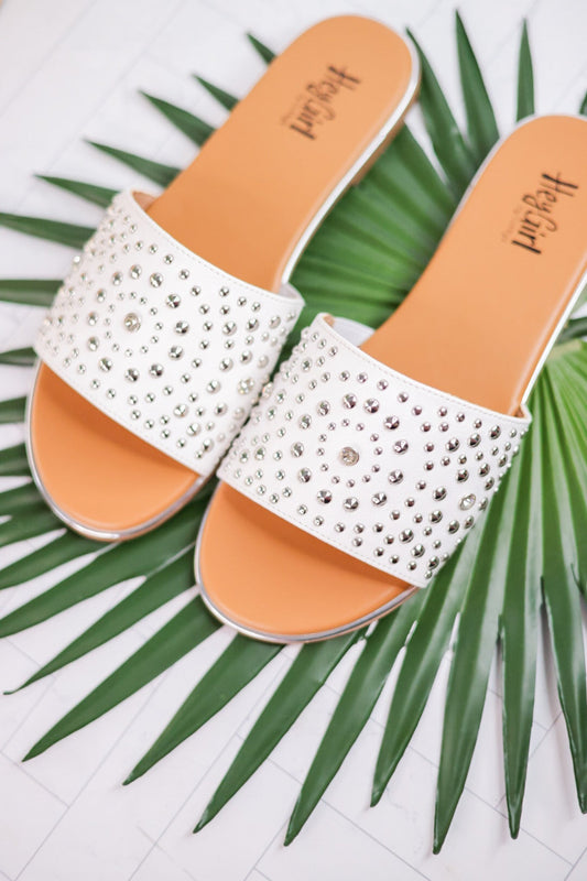 Bail Money White Studded Sandals - Whiskey Skies - CORKYS FOOTWEAR