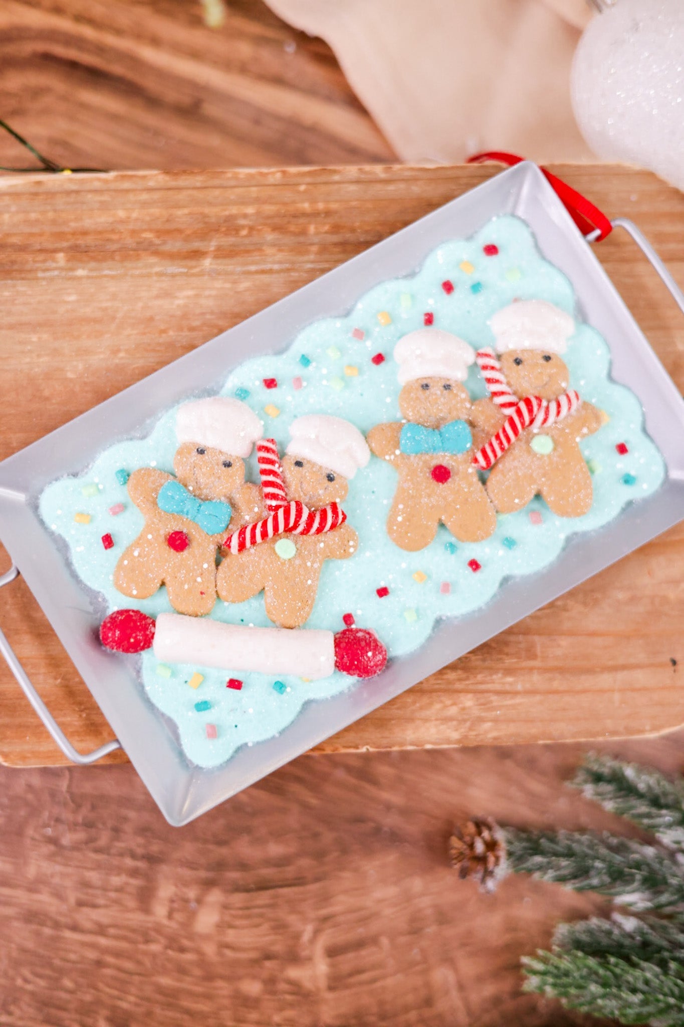 Baking Tray Christmas Ornament with Gingerbread Cookies (2 Colors) - Whiskey Skies - GERSON COMPANIES