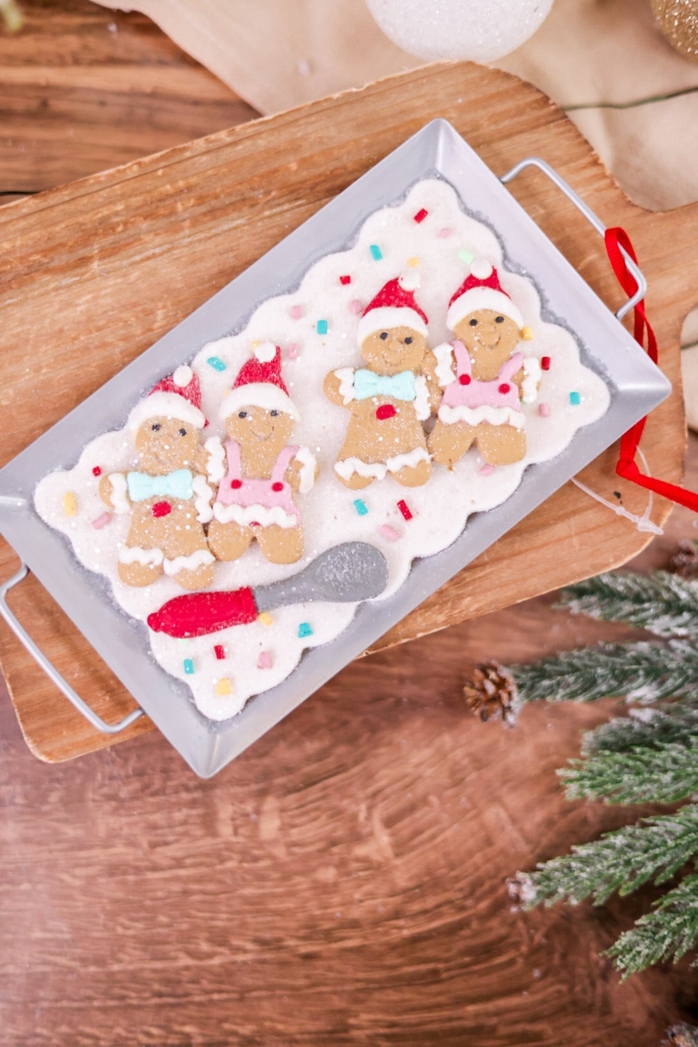 Baking Tray Christmas Ornament with Gingerbread Cookies (2 Colors) - Whiskey Skies - GERSON COMPANIES