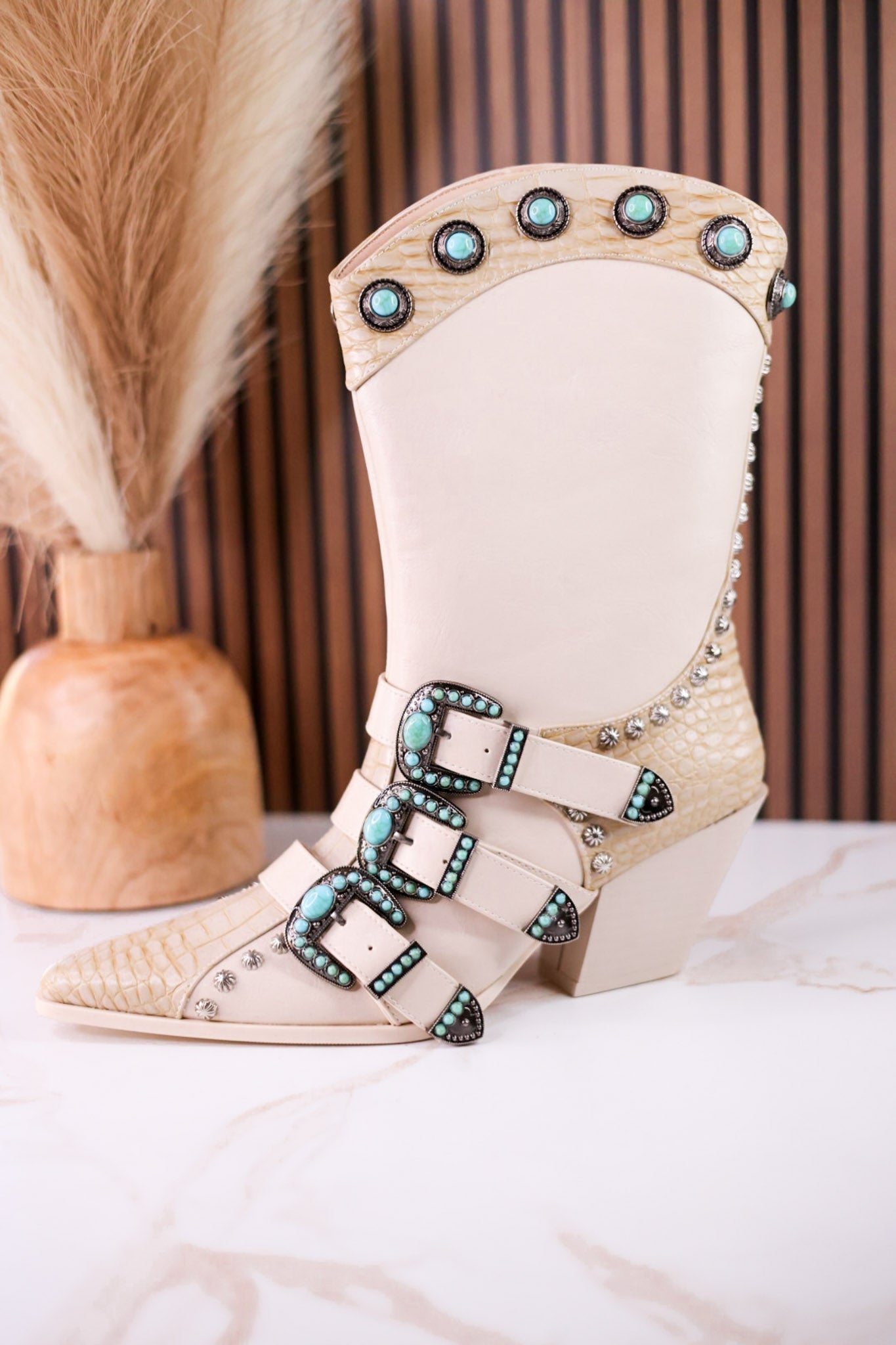 Balmoral Faux Leather & Snakeskin Boots - Whiskey Skies - AZALEA WANG