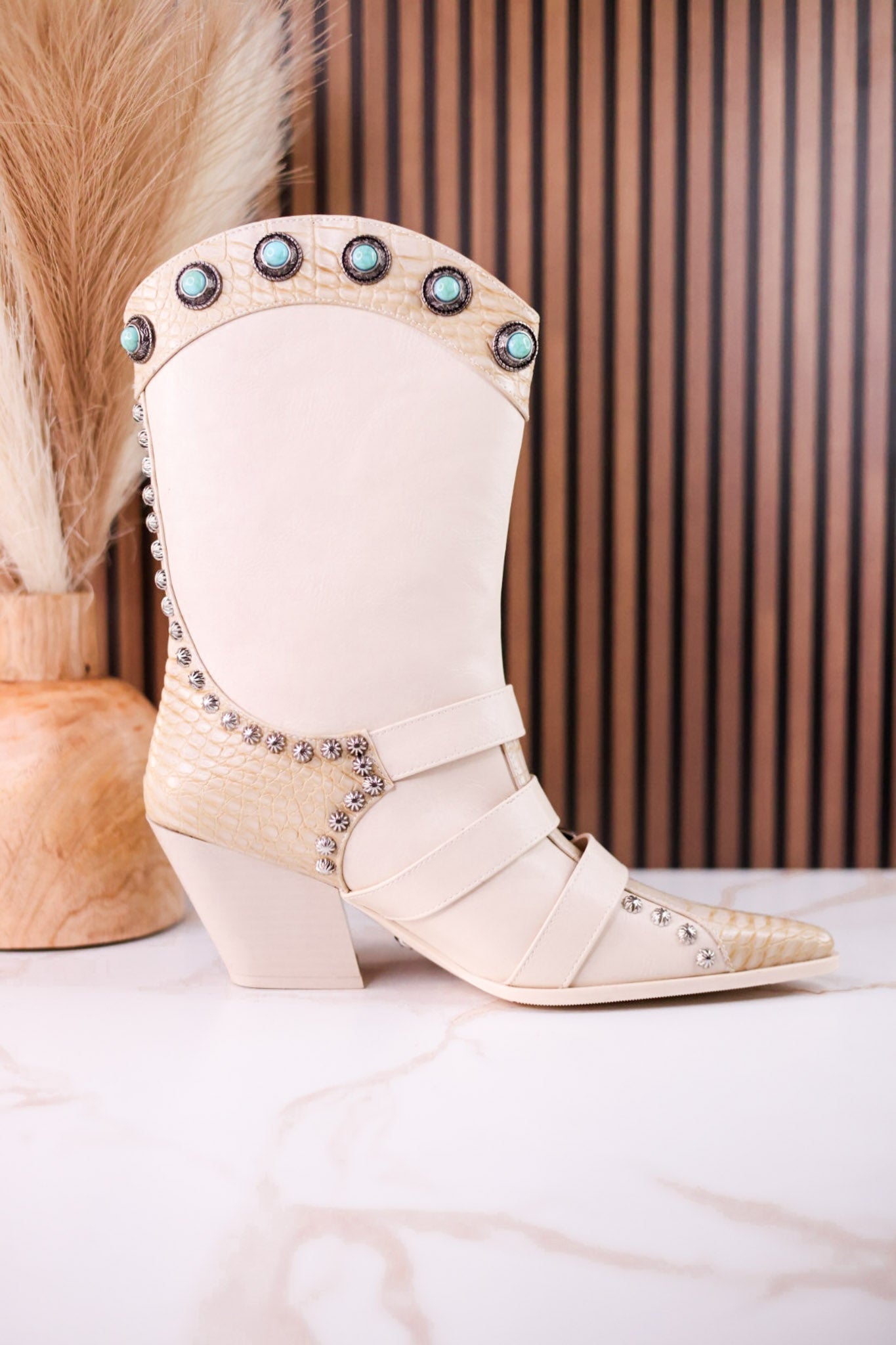 Balmoral Faux Leather & Snakeskin Boots - Whiskey Skies - AZALEA WANG