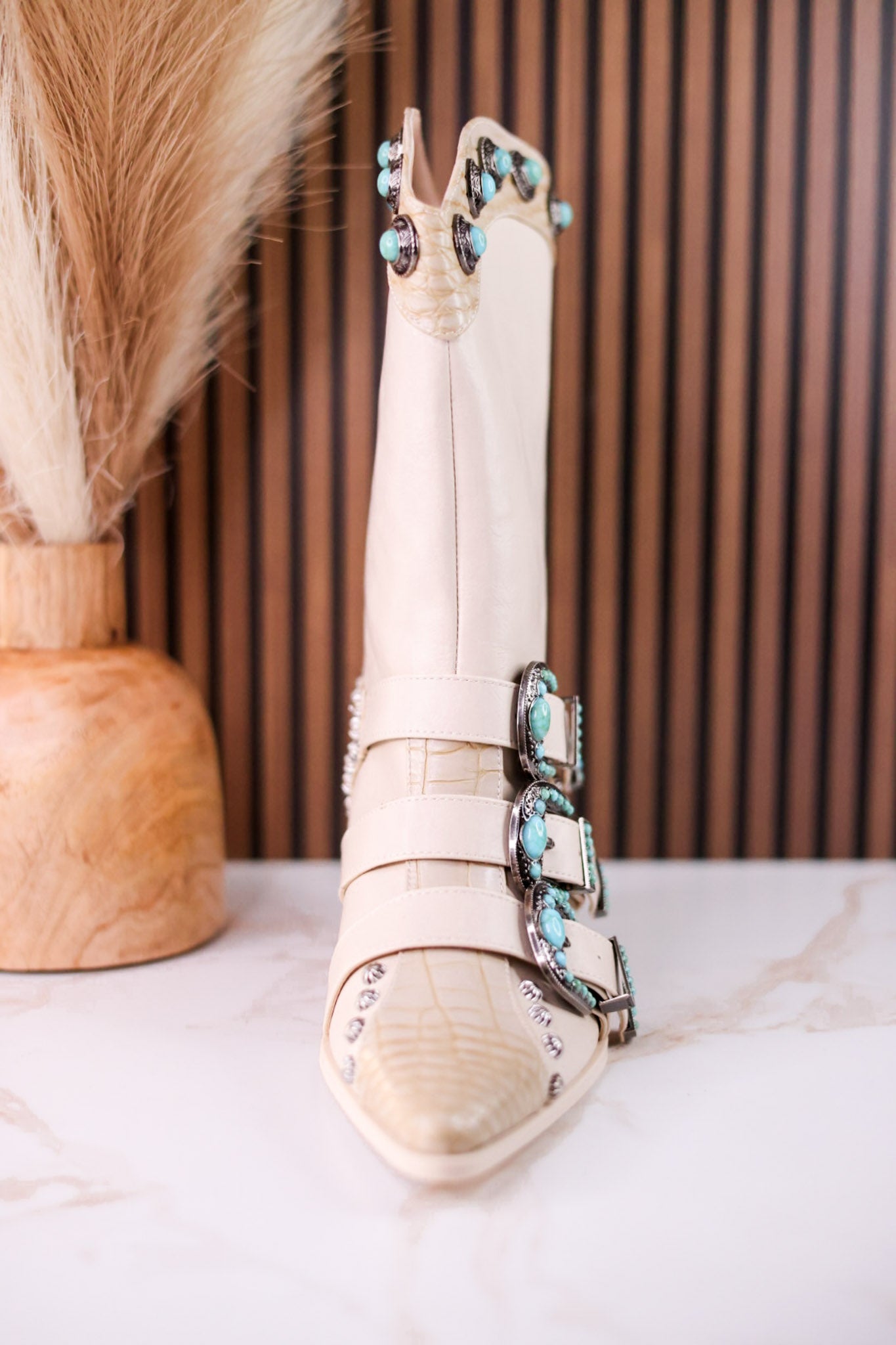 Balmoral Faux Leather & Snakeskin Boots - Whiskey Skies - AZALEA WANG