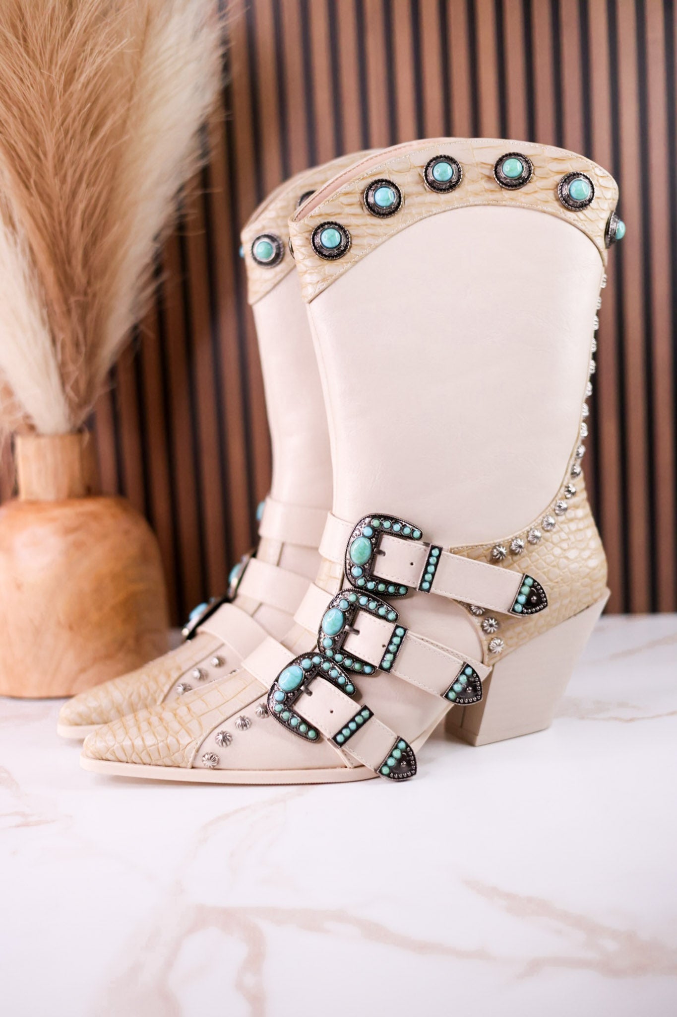 Balmoral Faux Leather & Snakeskin Boots - Whiskey Skies - AZALEA WANG