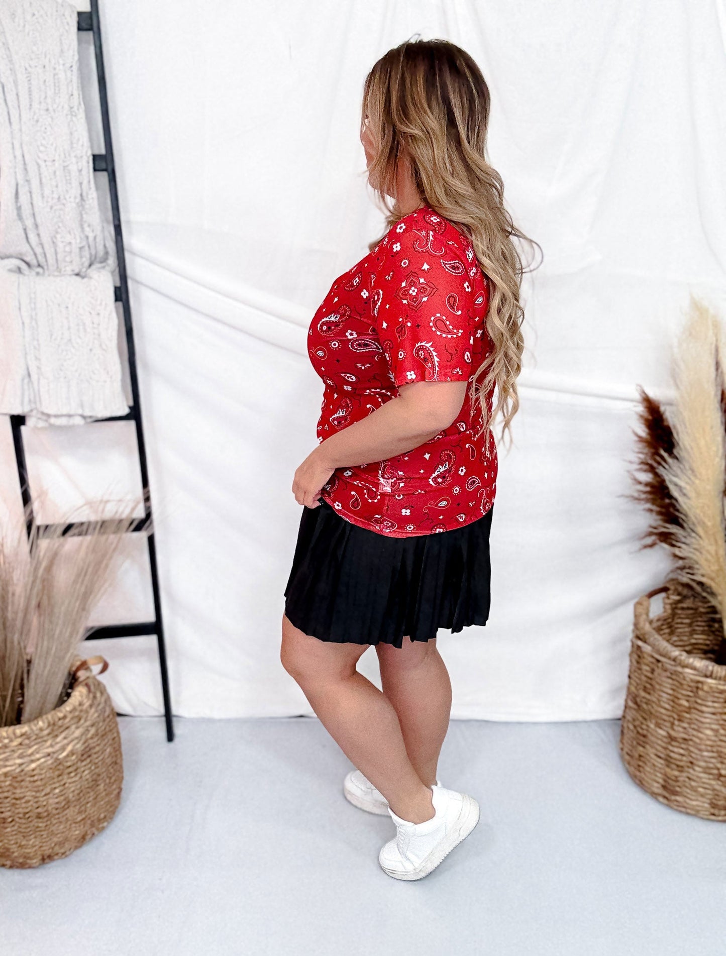 Bandana Babe Short Sleeve Mesh Top - Whiskey Skies - STERLING KREEK