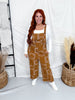 Bandana Print Camel Brown Twill Overalls - Whiskey Skies - EASEL