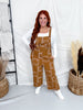 Bandana Print Camel Brown Twill Overalls - Whiskey Skies - EASEL
