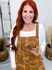 Bandana Print Camel Brown Twill Overalls - Whiskey Skies - EASEL