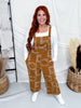 Bandana Print Camel Brown Twill Overalls - Whiskey Skies - EASEL