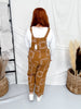 Bandana Print Camel Brown Twill Overalls - Whiskey Skies - EASEL