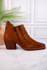 Bandit Suede Ankle Booties with Double Zippers - Whiskey Skies - VERY VOLATILE