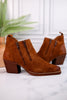 Bandit Suede Ankle Booties with Double Zippers - Whiskey Skies - VERY VOLATILE