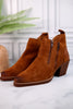 Bandit Suede Ankle Booties with Double Zippers - Whiskey Skies - VERY VOLATILE