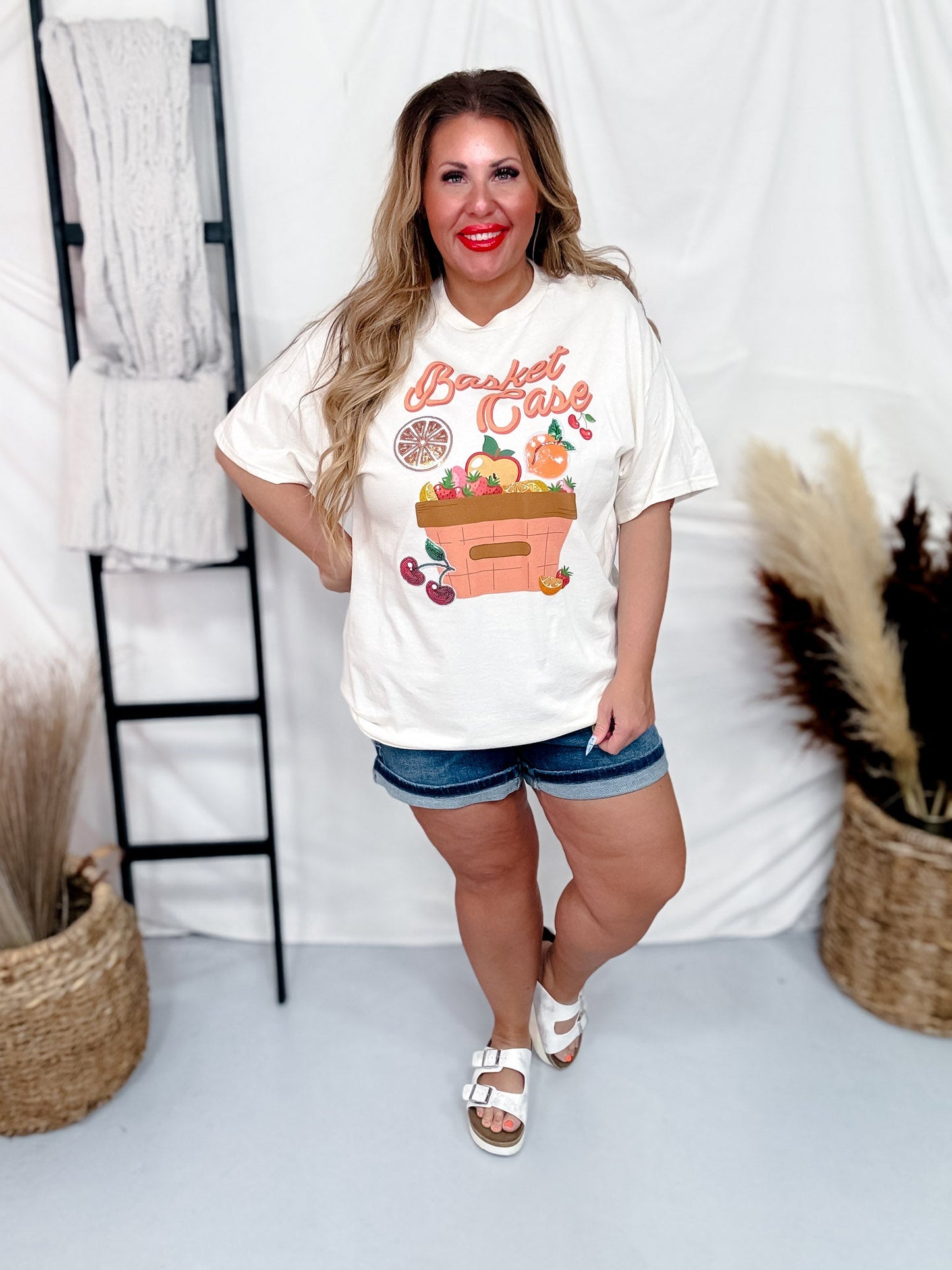 Basket Case Fruity Sequin Graphic T-Shirt - Whiskey Skies - SUGAR STITCH