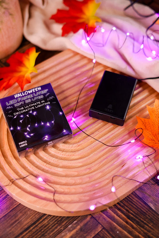 Battery Operated 25L Purple Fairy LED Black Wire Light Set - Whiskey Skies - KURT S. ADLER