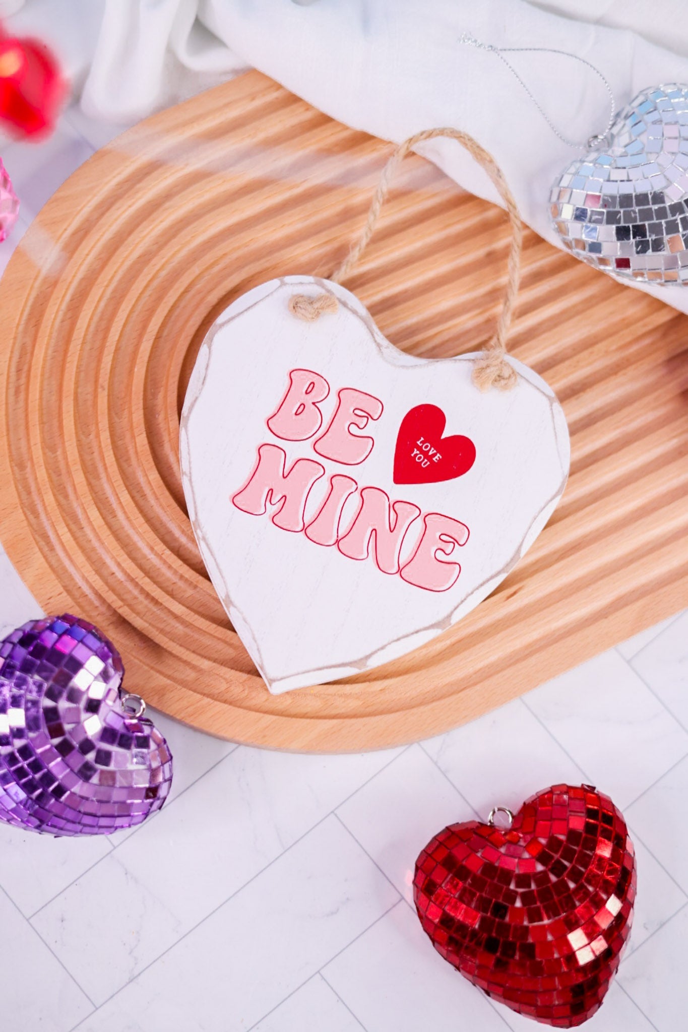 Be Mine Hanging Wooden Heart Plaque - Whiskey Skies - ADAMS & CO