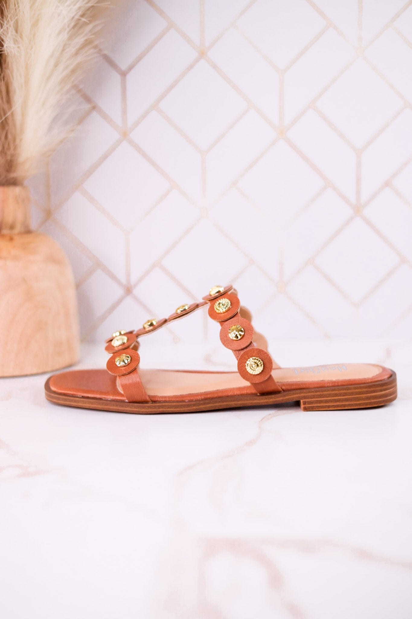 Beach What Sandals With Embellished Straps In Cognac - Whiskey Skies - CORKYS FOOTWEAR