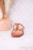 Beach What Sandals With Embellished Straps In Cognac - Whiskey Skies - CORKYS FOOTWEAR