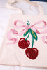 Beaded Cherry Canvas Tote Bag - Whiskey Skies - KARMA