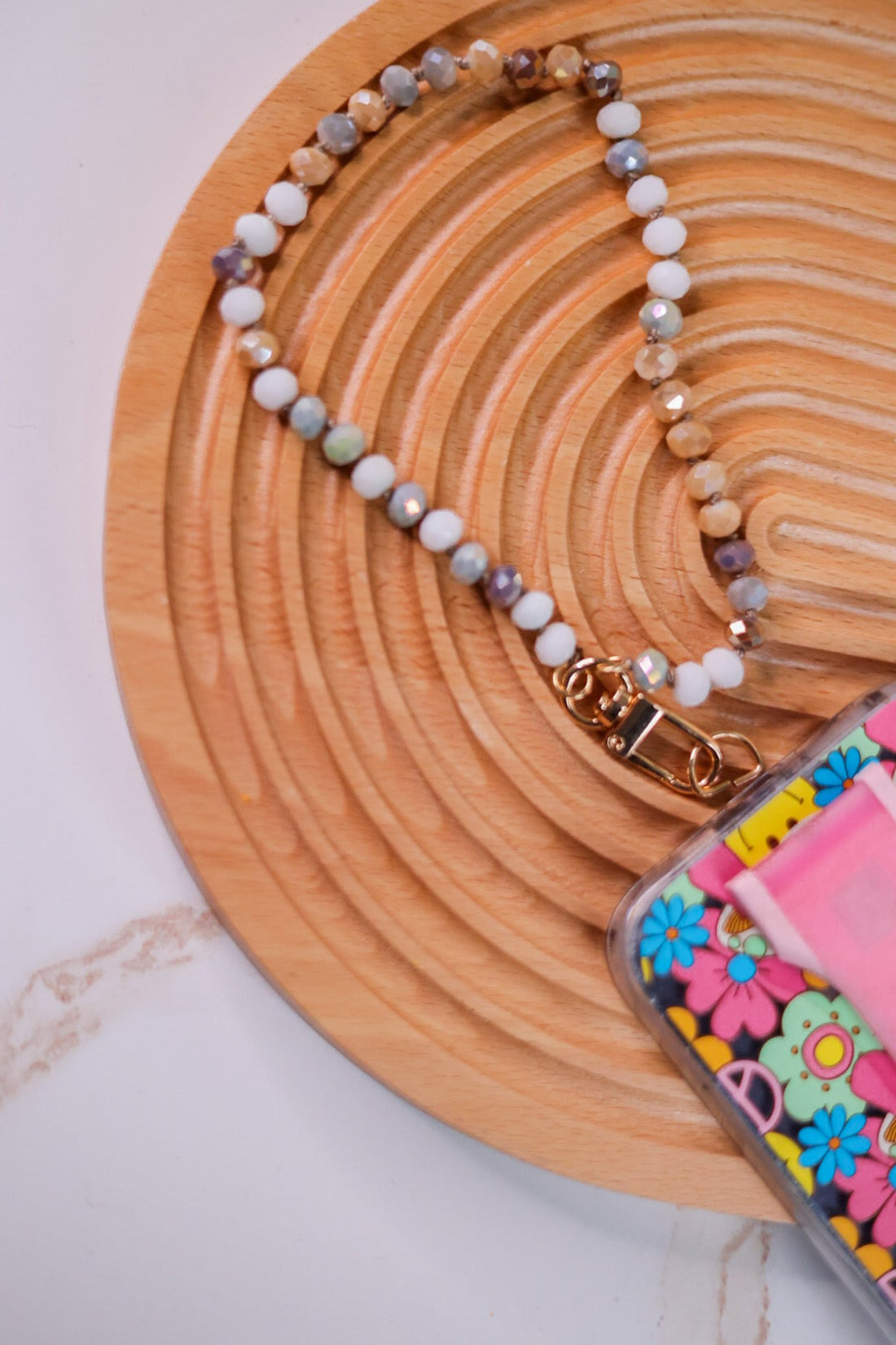 Beaded Phone Wristlet Lanyard (2 Styles) - Whiskey Skies - QUEENS DESIGNS