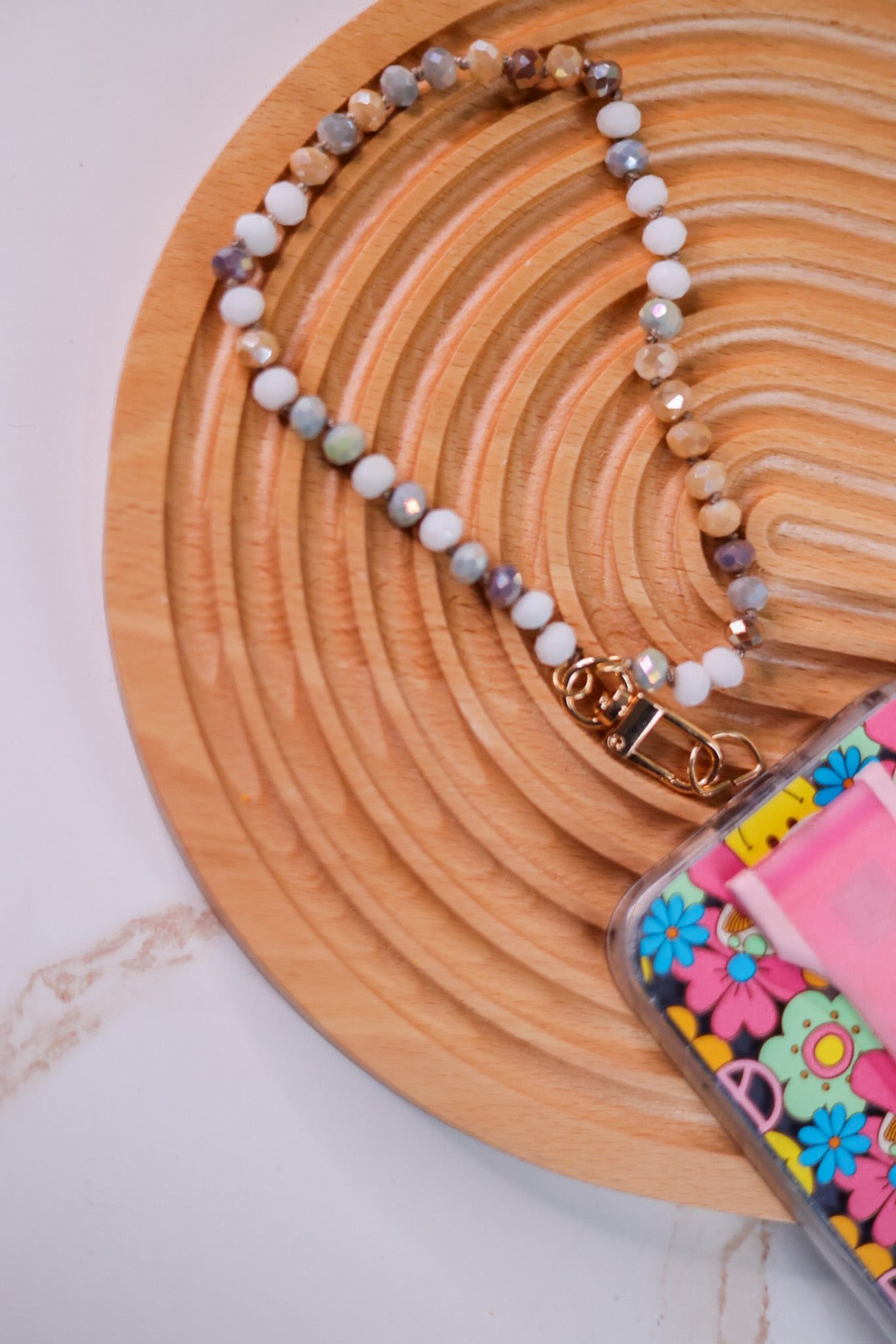 Beaded Phone Wristlet Lanyard (2 Styles) - Whiskey Skies - QUEENS DESIGNS