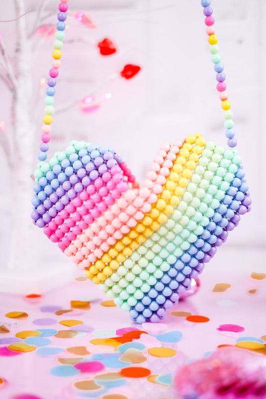 Beaded Rainbow Heart Crossbody Bag - Whiskey Skies - ISCREAM