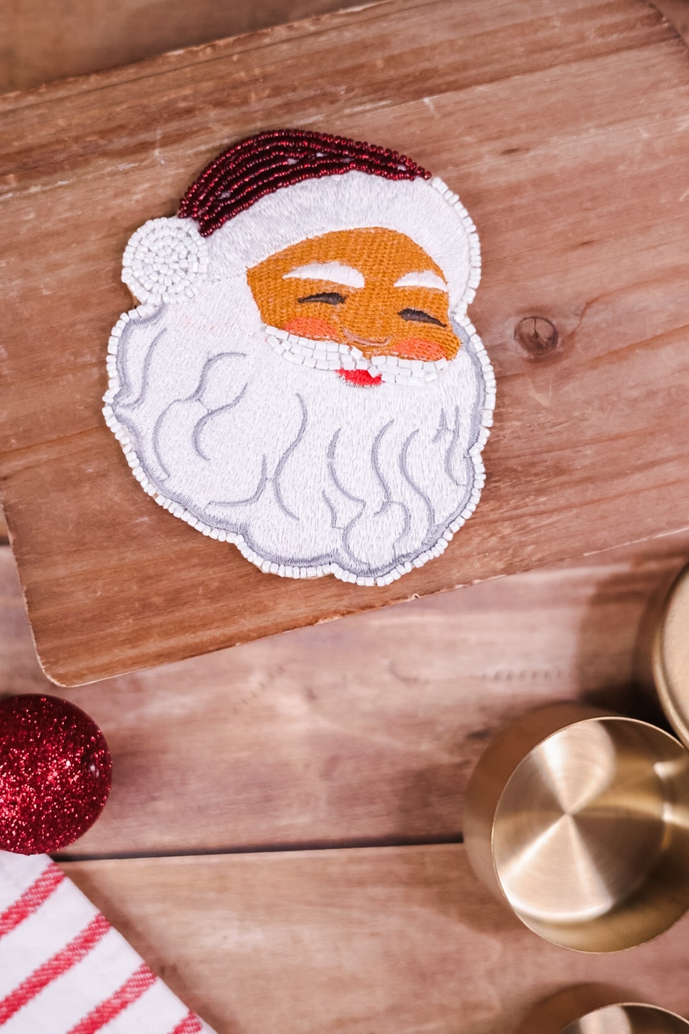 Beaded Smiling Santa Claus Coaster (2 Styles) - Whiskey Skies - 180 DEGREES