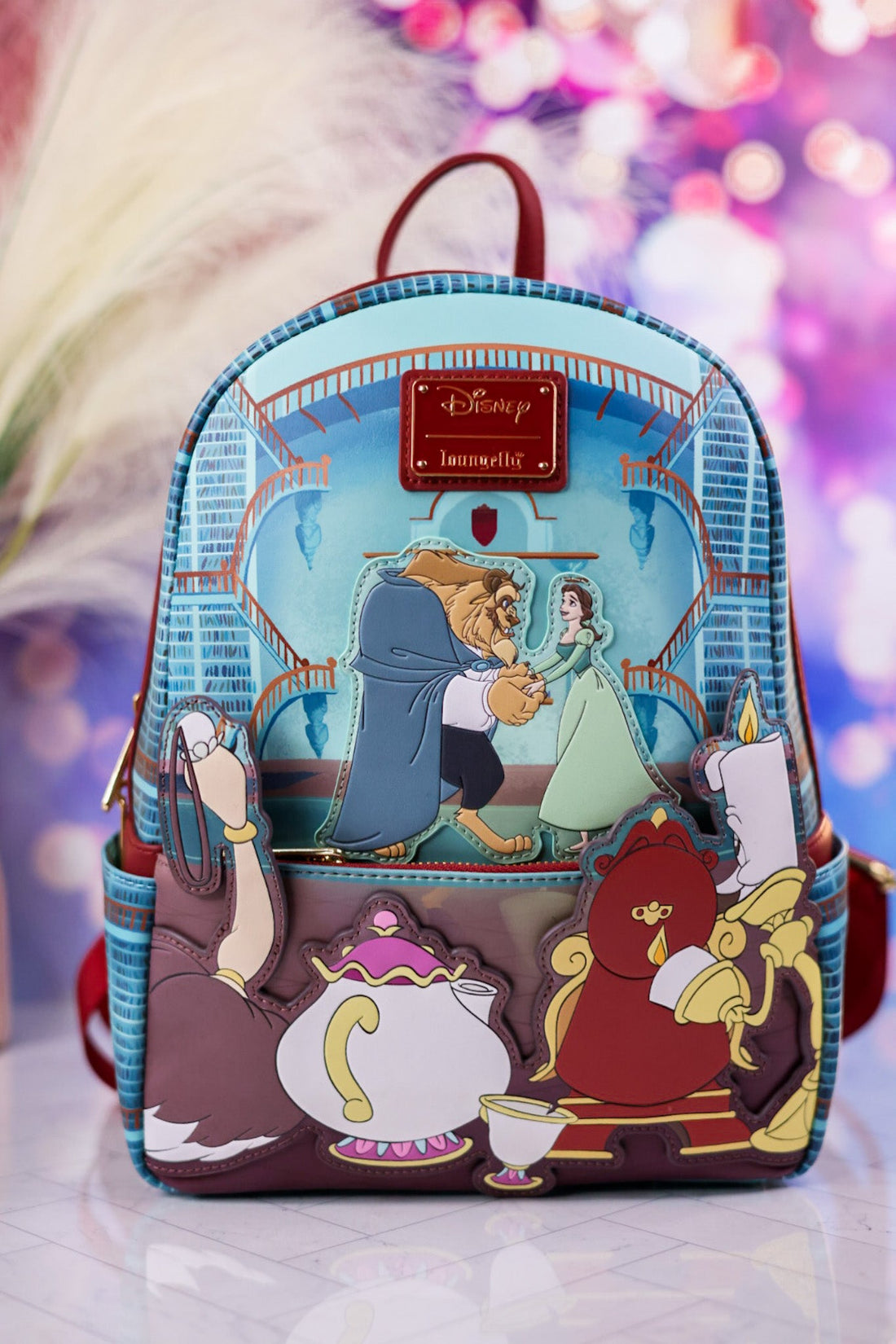 Beauty and the Beast Fireplace Scene Mini Backpack - Whiskey Skies - LOUNGEFLY