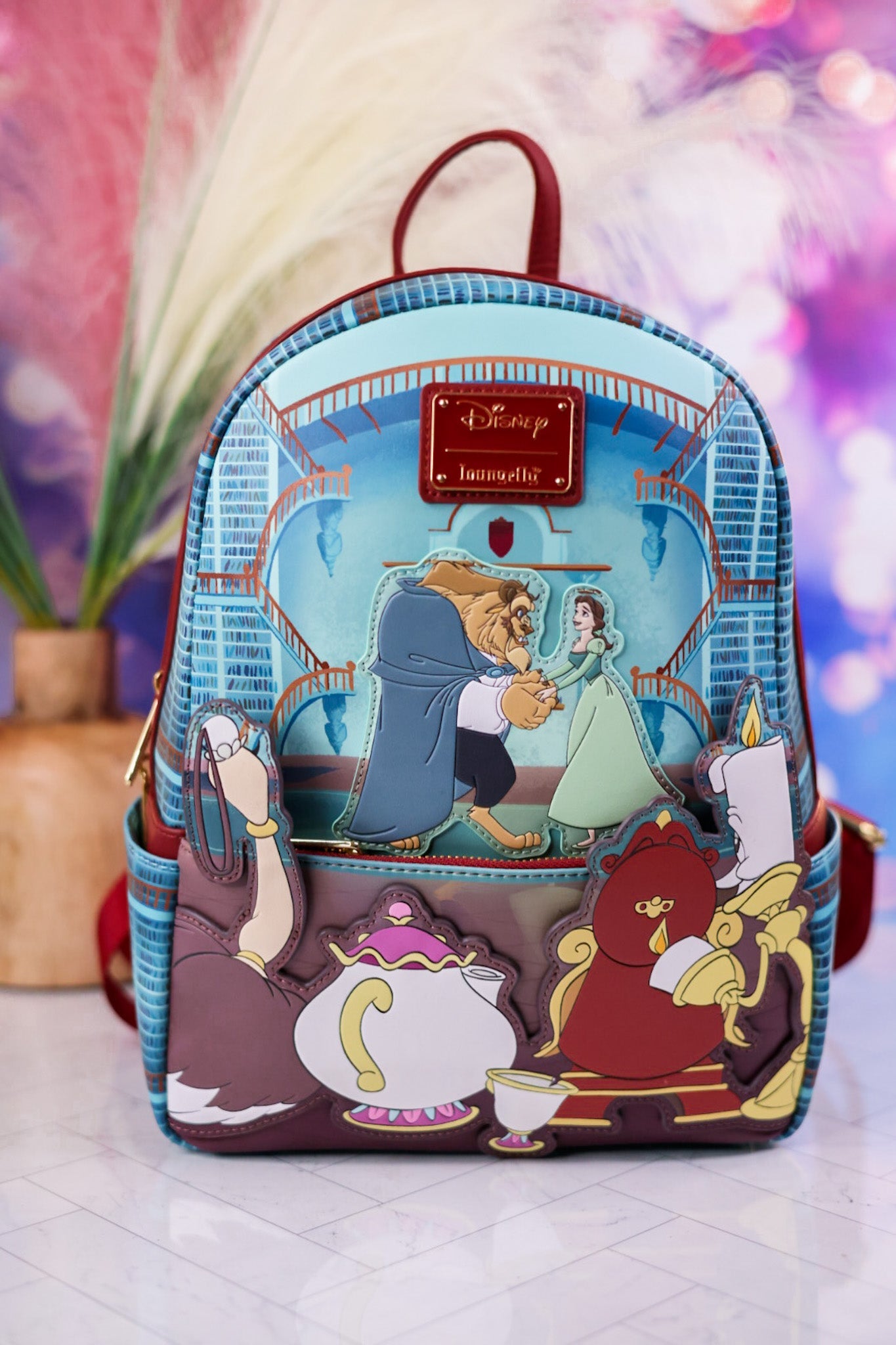 Beauty and the Beast Fireplace Scene Mini Backpack - Whiskey Skies - LOUNGEFLY