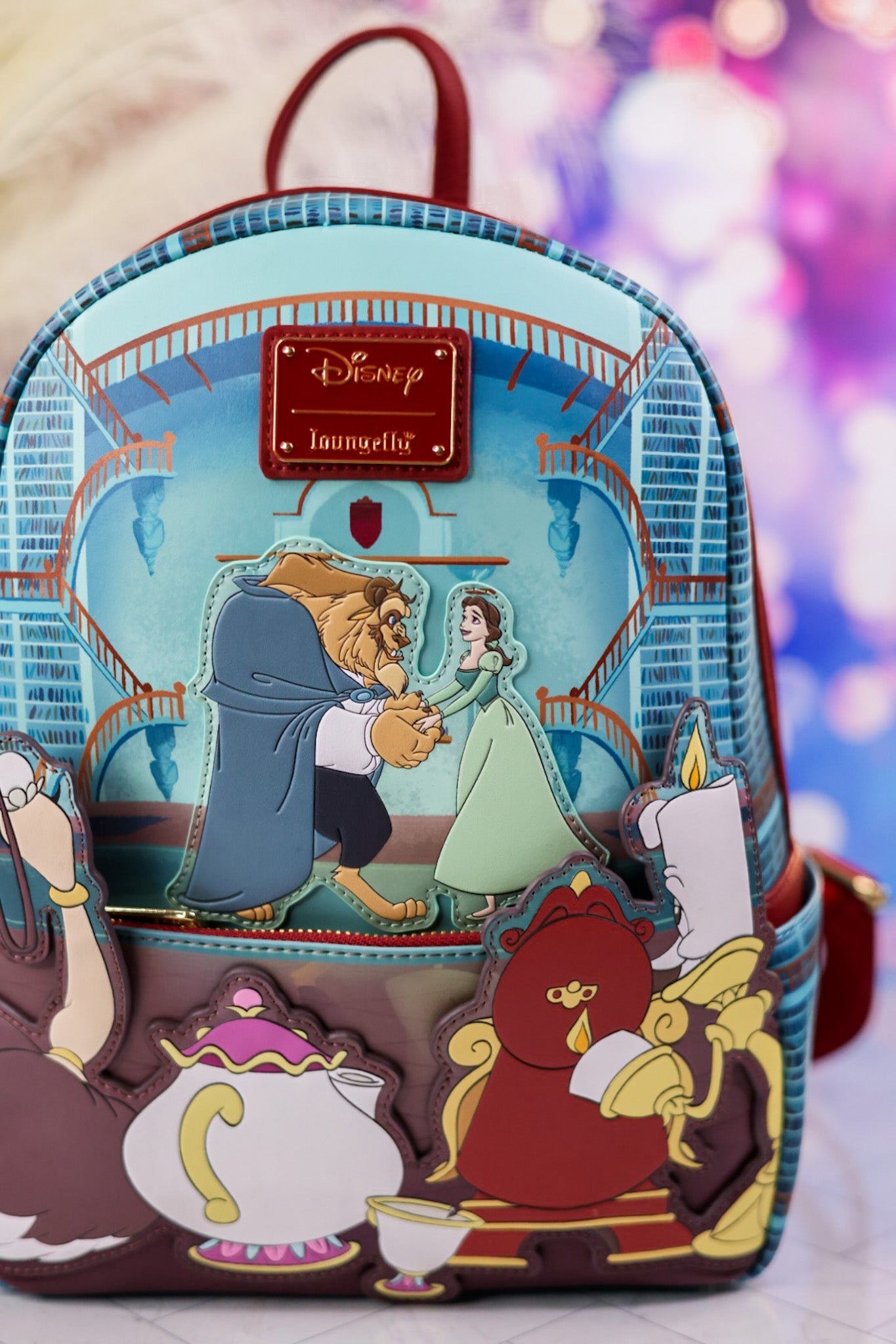 Beauty and the Beast Fireplace Scene Mini Backpack - Whiskey Skies - LOUNGEFLY