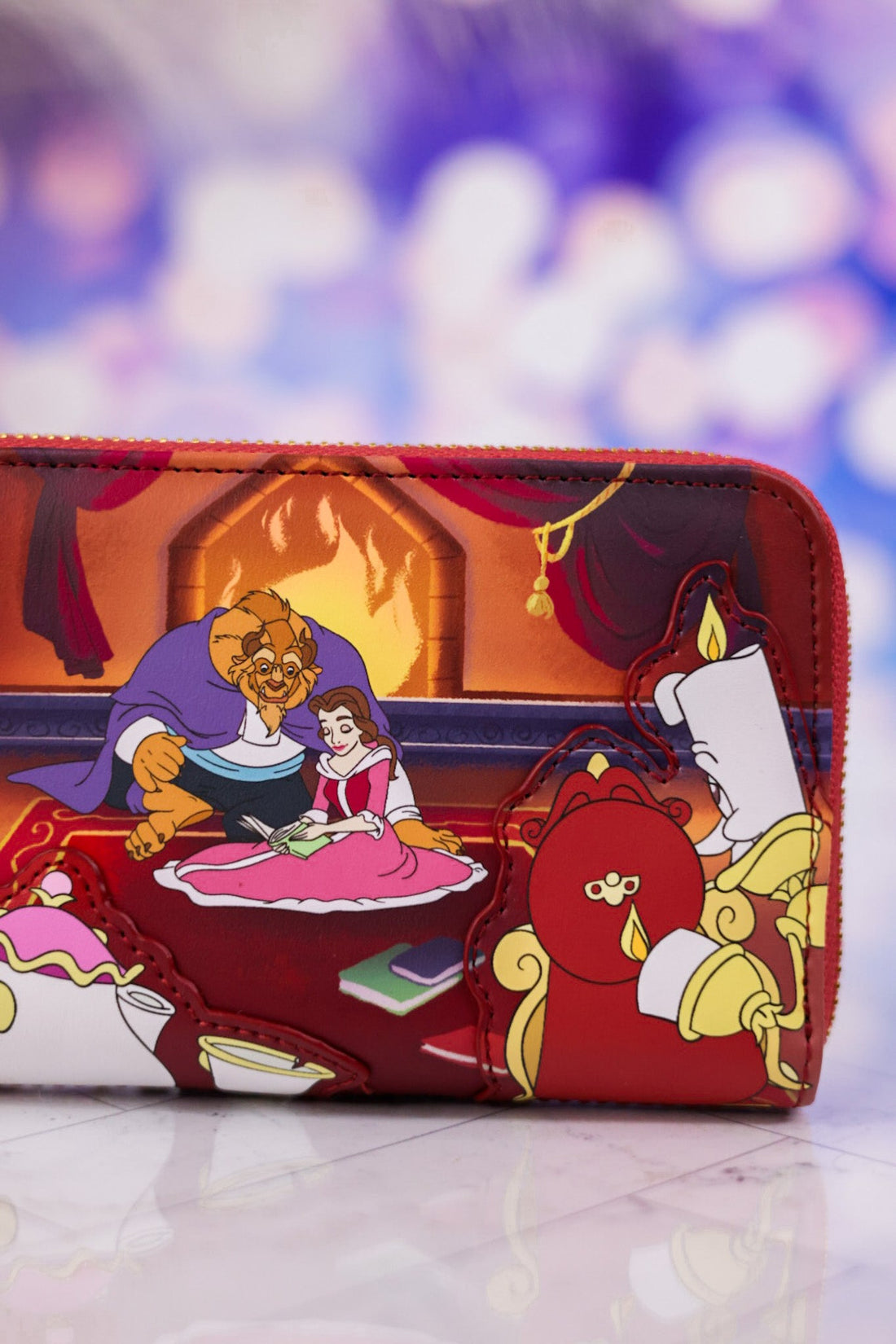 Beauty and the Beast Fireplace Scene Zip Around Wallet - Whiskey Skies - LOUNGEFLY